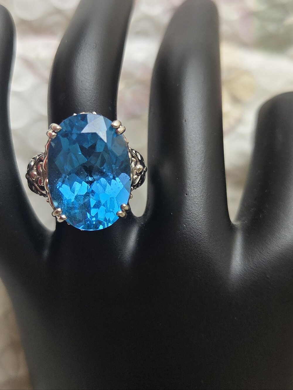 Max Ostro Blue Topaz Sterling Silver Ring Sz 6
